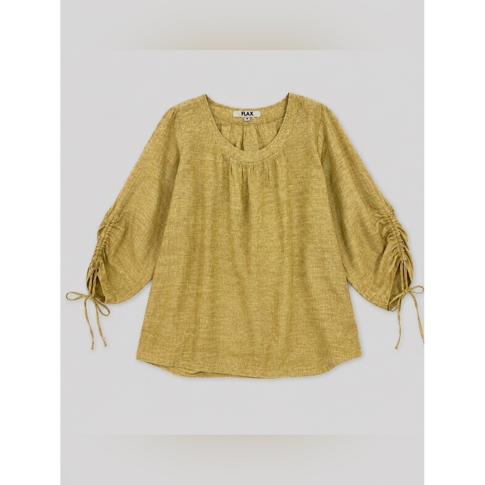 Flax 100% Linen Blouse Top Small Oversized Lagenlook Minimalist Bohemian Artsy